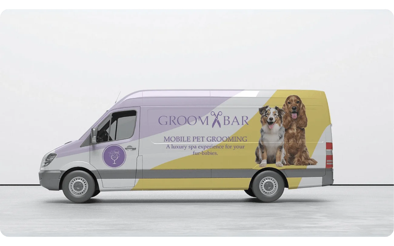 Groombar mobile pet grooming van — luxury spa experience for fur babies